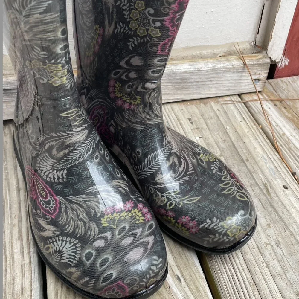 EUC Kamik Paisley Rain Boots Women's Size 9 Waterproof Rubber Boots